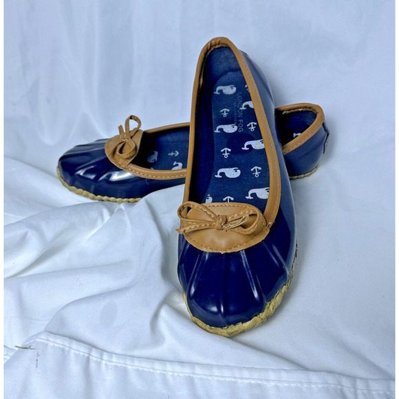 London Fog Collection Women's Webster Flat Duck Rain Shoe Blue Slip-On Ballet 7 - Picture 5 of 7